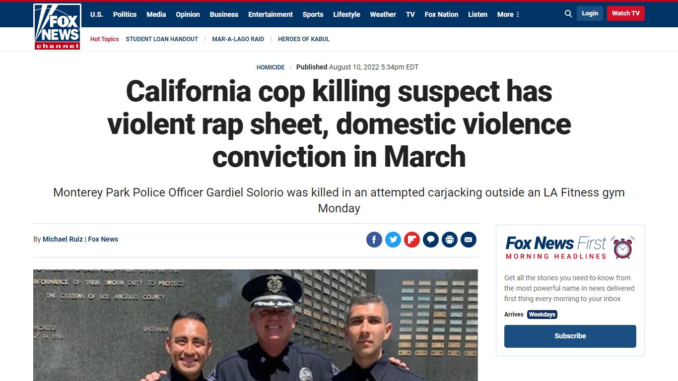 California cop killing suspect has violent rap sheet, domestic violence ...